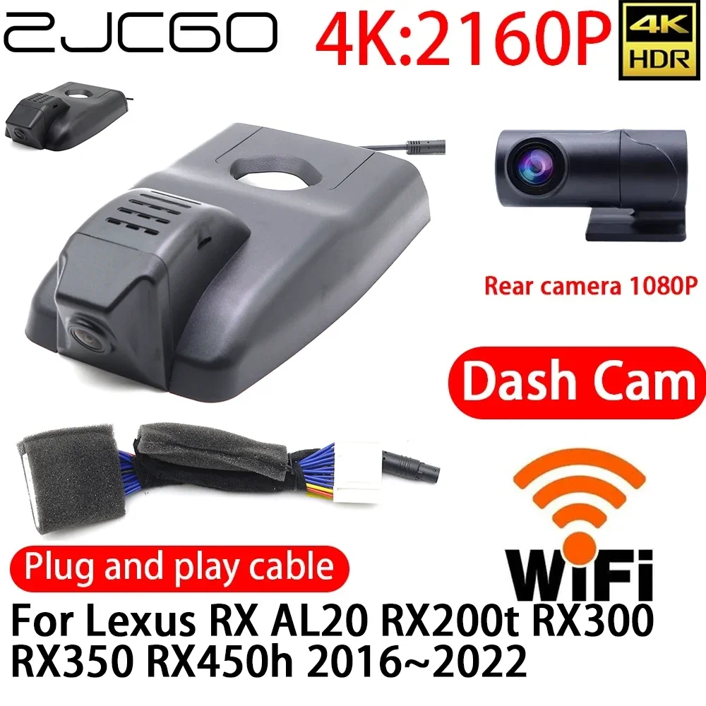 

ZJCGO 4K DVR Dash Cam Wifi Front Rear Camera 24h Monitor For Lexus RX AL20 RX200t RX300 RX350 RX450h 2016~2022