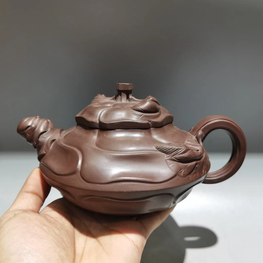 Yingxing redware ceramic tea-pot Wind rolled sunflower pot Wind curled patterned teapot Teapot Kettle Flagon Amass wealth