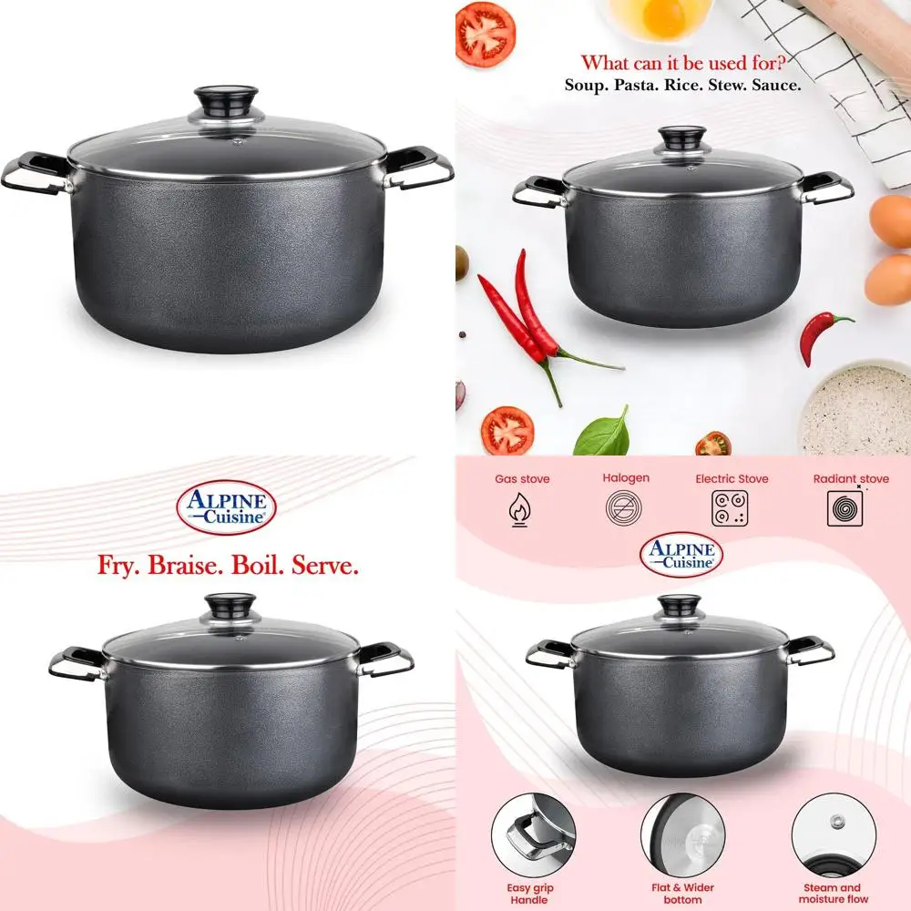 

Кастрюля-сотейник 24-квартовая с крышкой из закаленного стекла и антипригарным покрытием, с ручками, многофункциональная, для тушения, варки и приготовления на пару