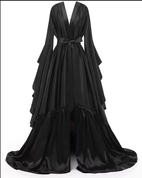 Bridal Robe Elastic Satin Bridesmaid Wedding Bachelorette Party Nightgown Bathrobe Robe Customized