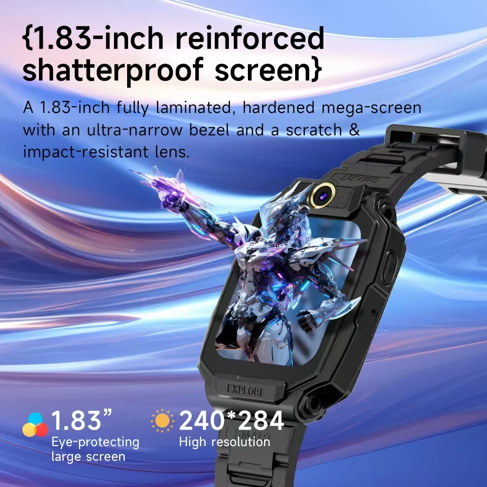 

H02B 4G Kids Smartwatch Parent Remote Control, 1050mAh Big Battery Video Call GPS Tracker IP67 Waterproof SOS School Mode Gift