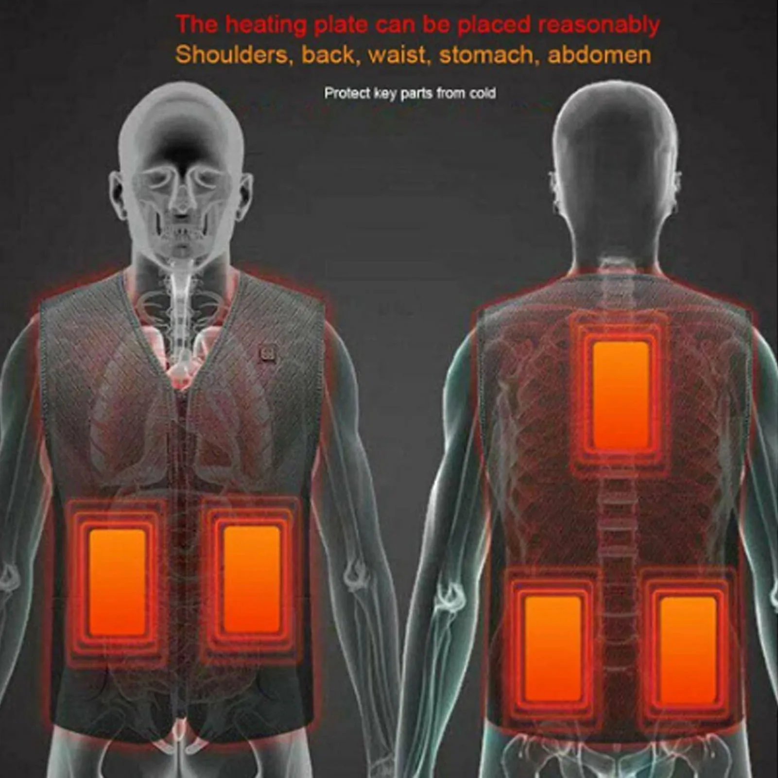 8 in 1 Electric Heating Pads 3 Gears Waterproof Carbon Fiber Heater Sheet USB Powered Clothes Vest Heating Film Set