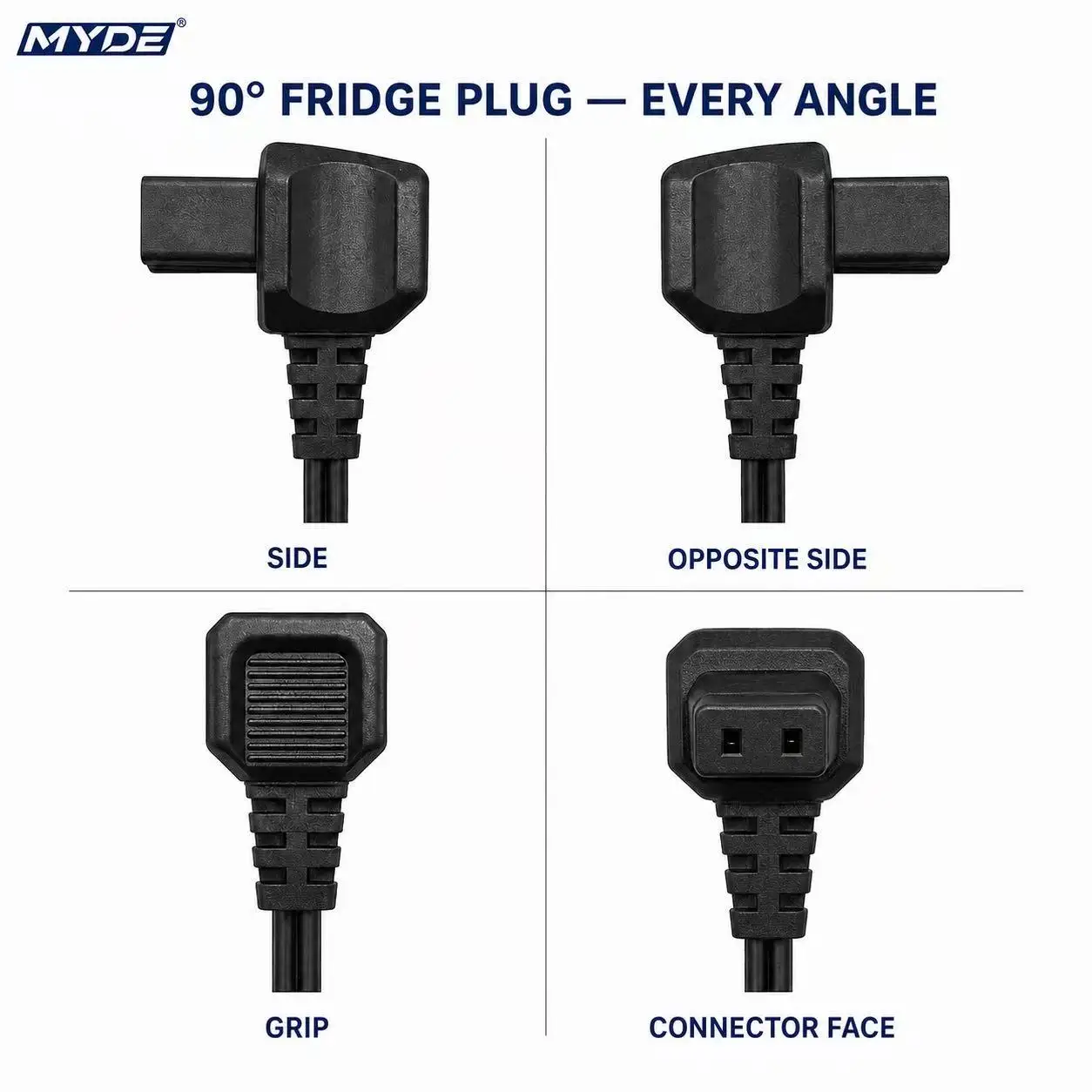 MYDE 2m 12V Car Refrigerator Power Cable 90 Degree Right Angle 2 Pin to Cigarette Lighter Plug Replacement Cord