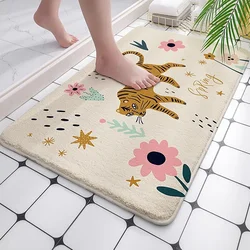 Tiger Cat Printed Absorbent Bathroom Mats Non-Slip Bath Rugs for Living Room Floor Mats Kitchen Carpets Entrance Welcome Doormat