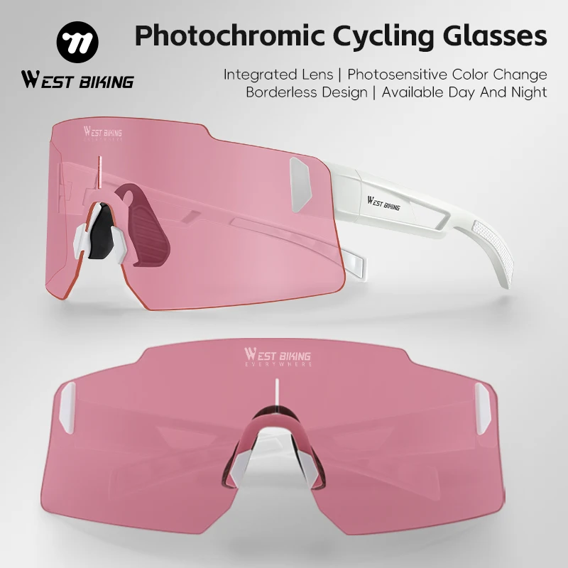 

WEST BIKING Borderless Cycling Glasses Photochromic Outdoor Sunglasses Lightweight Windproof Goggles MTB Road Bicycle Glasses