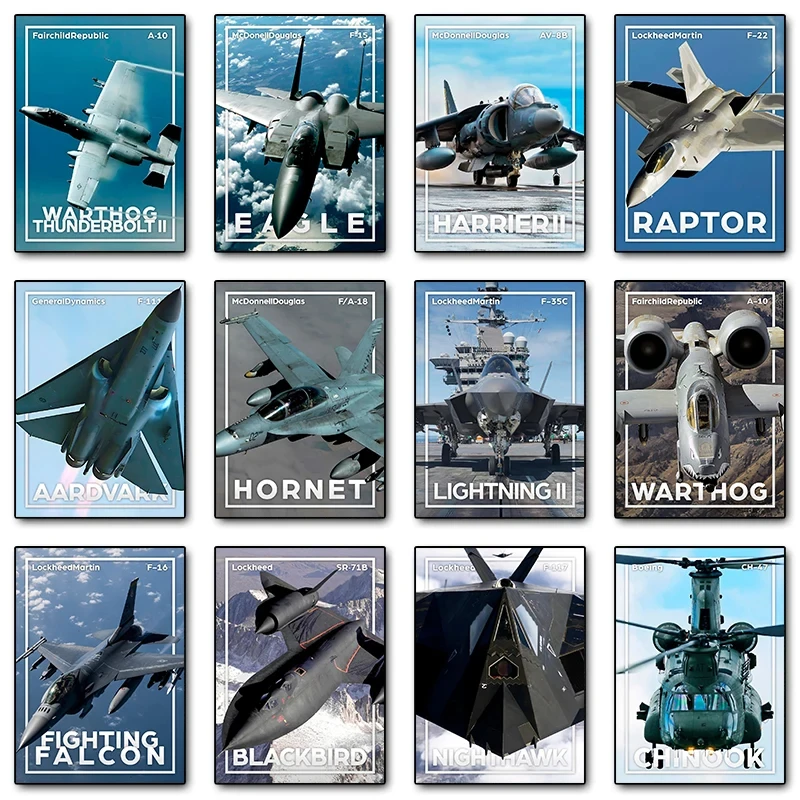 Cool Aviation Aircraft Fighter Interceptor Posters and Prints Canvas Printing Wall Art Picture for Living Room Home Decor Gifts