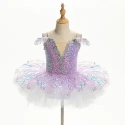 Falda de Ballet para niños y niñas, vestido de princesa con lentejuelas Pop, tutú de Ballet, ropa de actuación, trajes de baile contemporáneo