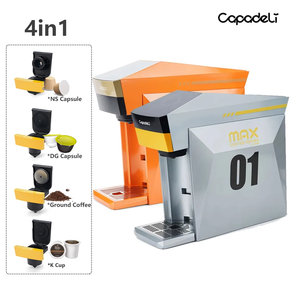 4 in 1 Multiple Capsule Coffee Machine Compatible with DG Nes illy Capsule Pod Ground Coffee Cafeteria 19Bar Coffee Maker