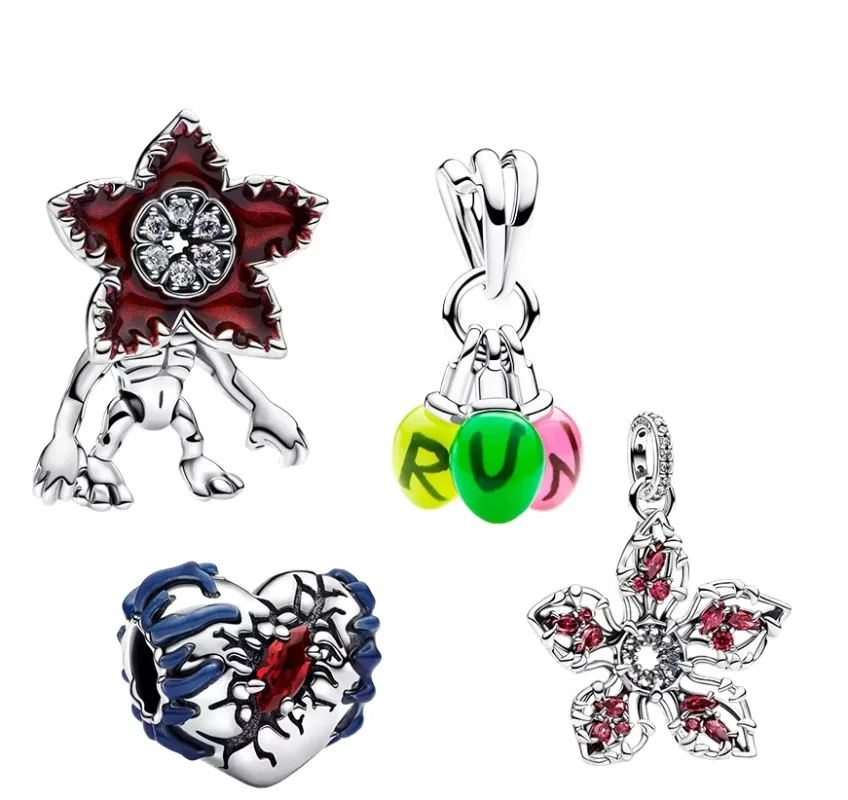 Colgante DIY con Cuentas de Flor Monstruosa Roja, Amuleto Hellfire Club de Monster Killer Plant, Joyería Fina Hipoalergénica Tendencia 2026