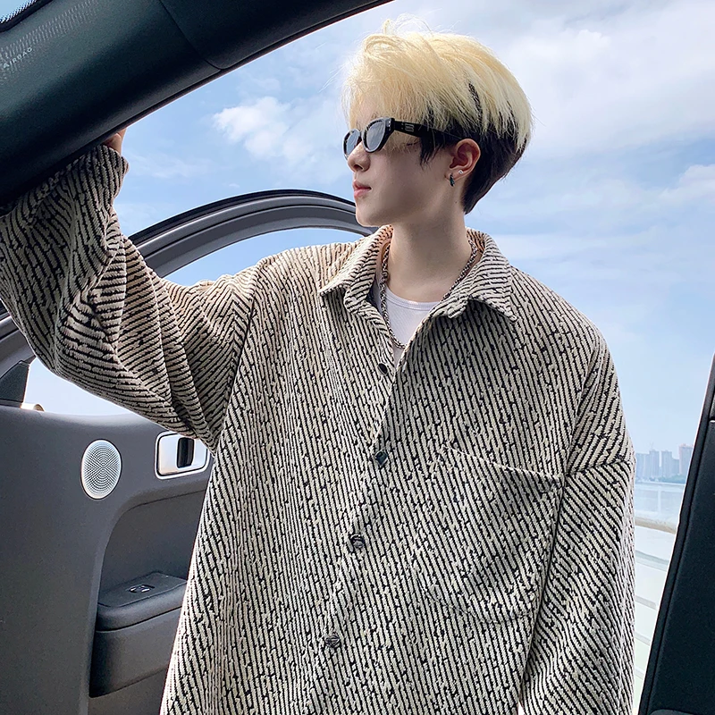 

Men's Oversized Long Sleeve Shirt Single Breasted Casual plus Size Loose Streetwear Button down Autumn Top for Men 2026