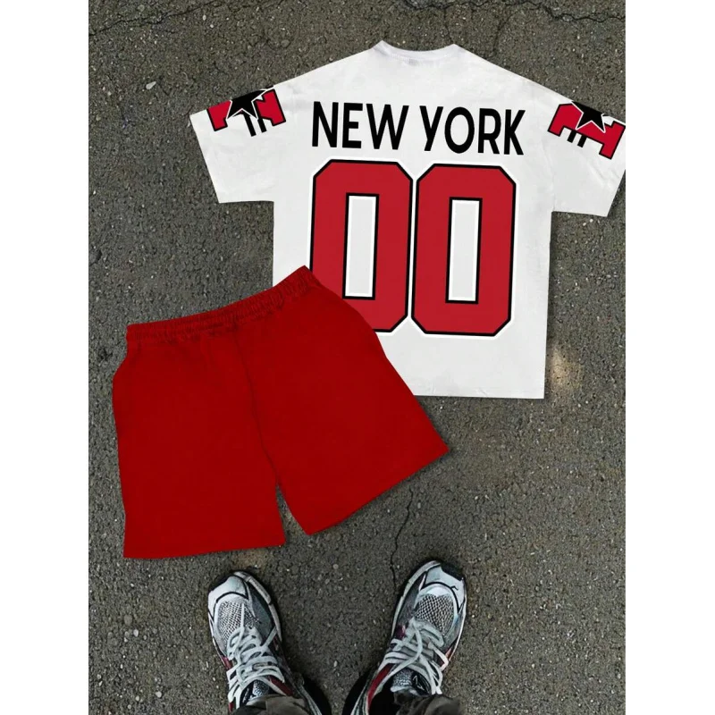 New in Men's Sets Big Size Men's Clothes for Man Complete Summer Man 2 Piece Outfit Set Y2k Tracksuit Fashion Suits Mens Shorts
