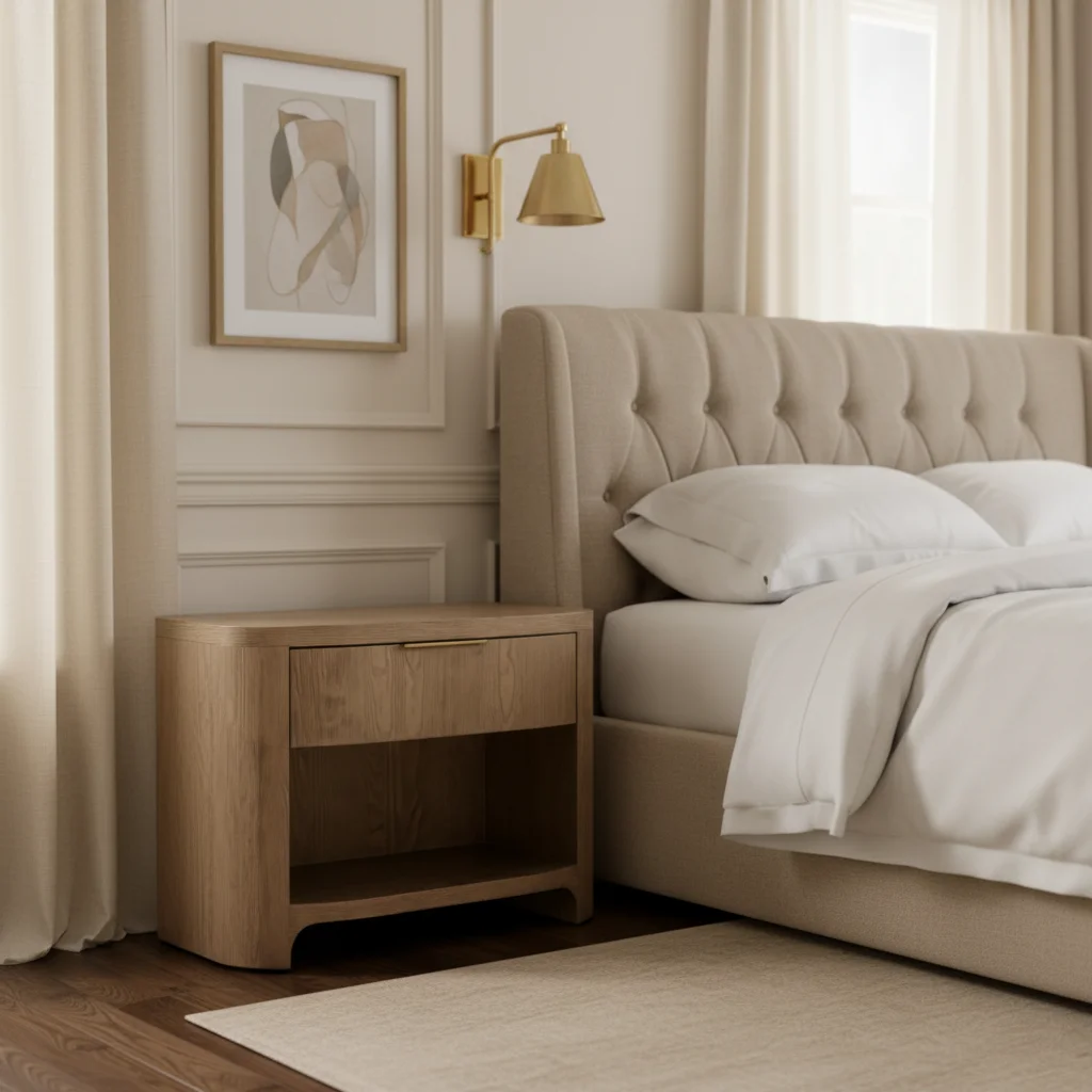 Modern Design Indoor Solid Wood Nightstand Bedroom Furniture Luxury Bedside Table