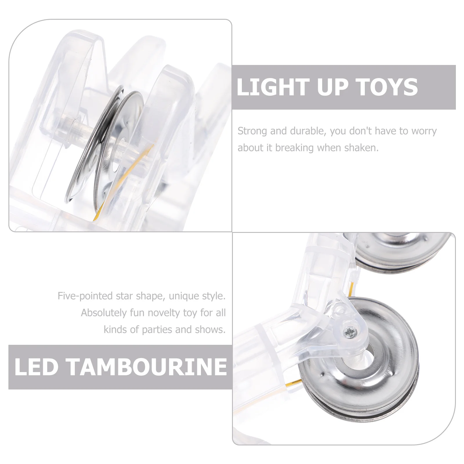 Tambourin musical clignotant avec 3 Modes d'éclairage, clochette lumineuse robuste pour adultes et enfants, accessoires de sol de danse, fabricant de bruit, fête