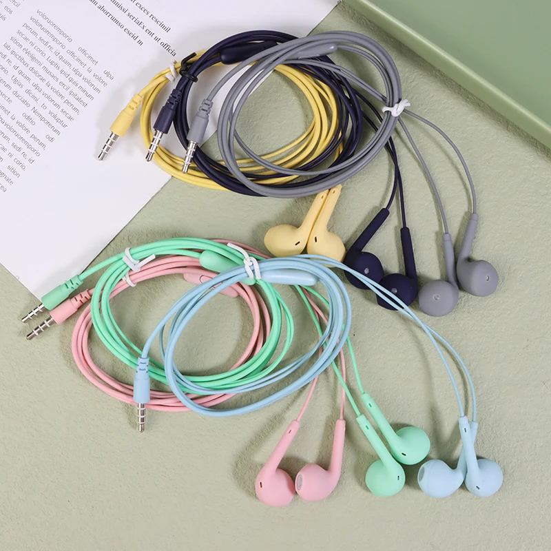 Universal 3.5mm Stereo In-Ear Frosting Headphones Sport Music Earbud Wired Headset Earphones With Mic