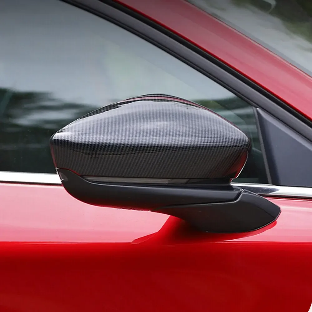 لمازدا CX-30 CX30 2020-2023 سيارة ملصق الرؤية الخلفية غطاء مرآة جانبية غطاء الجناح الباب الخارجي الرؤية الخلفية تقليم ألياف الكربون