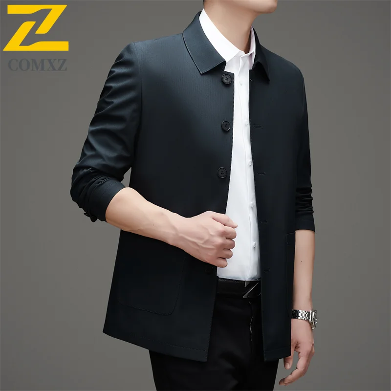 

Мужская деловая куртка высокого качества с модным воротником, уличный офисный топ для похудения, весенне-осенний повседневный однотонный мужской костюм