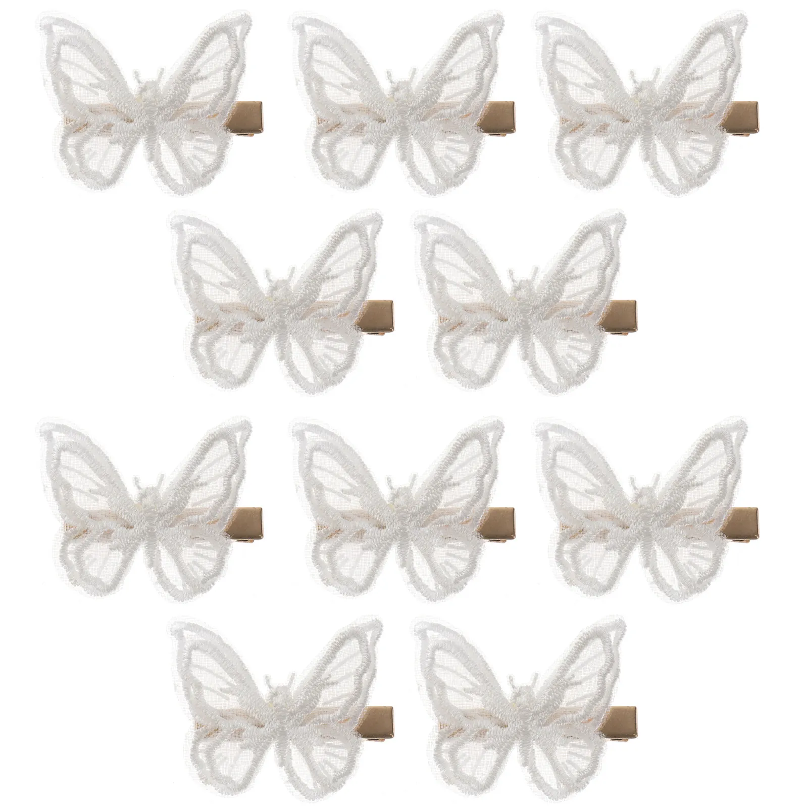 

10 шт. белых кружевных заколок для волос с жемчугом и стразами, металлические аксессуары для волос, изящные украшения для головы, элегантные, 7x2 см