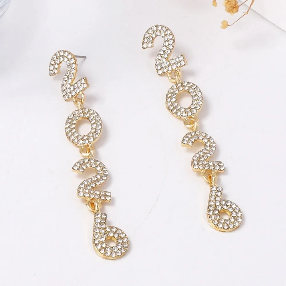 الجمالية 2026 أقراط مجوهرات حجر الراين سنة جديدة سعيدة أقراط لامعة ندفة الثلج كريستال أقراط الحفلات قلادة الفتيات #4