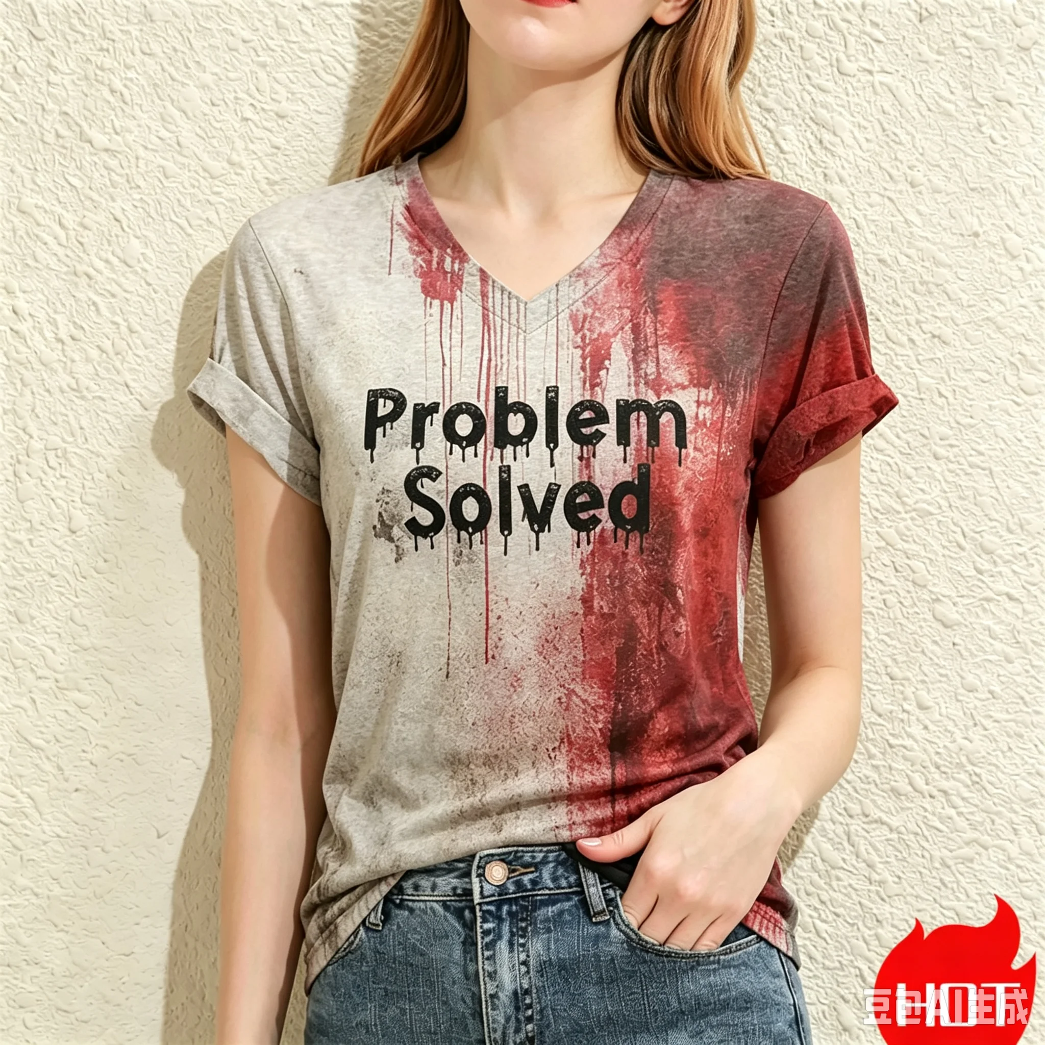 Summer New Fashionable Women's V-Neck Bloody Shirt Solves the Problem of T-Shirts and Interesting Halloween Blood Coats for Wome