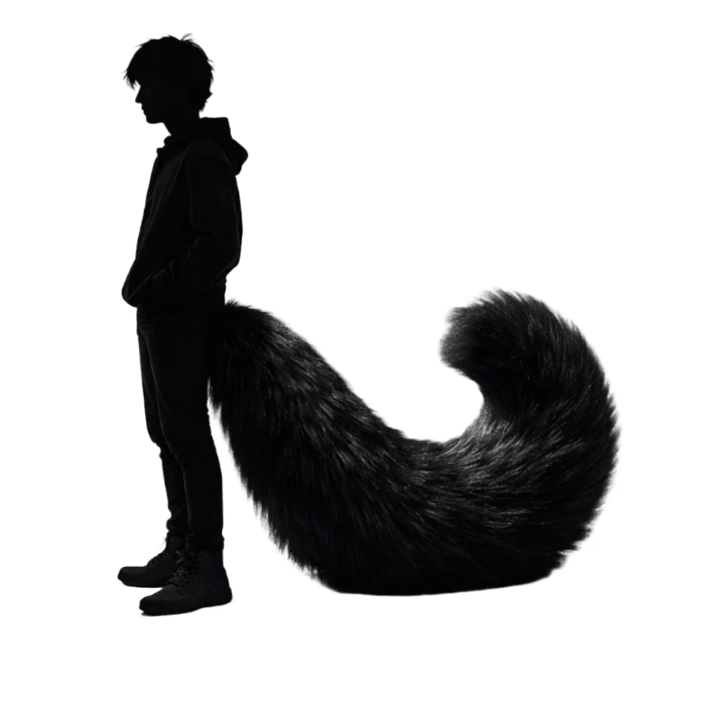 

Новый полностью черный меховой волчий хвост для косплея, аксессуары для костюма, реквизит для косплея, ручная работа, на заказ