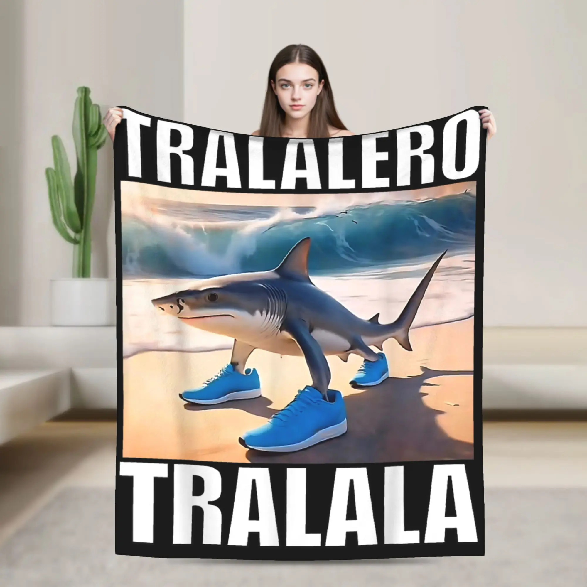 

Одеяло Tralalero Tralala, итальянское плюшевое одеяло Brainrot Meme, потрясающие дышащие одеяла для дома, лето