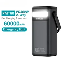 2025 Hot 60000 MAh 100W Type C Powerful PD Fast Charge Romoss PMT60 Power Bank  for  Android Ios Cellphone  External Battery