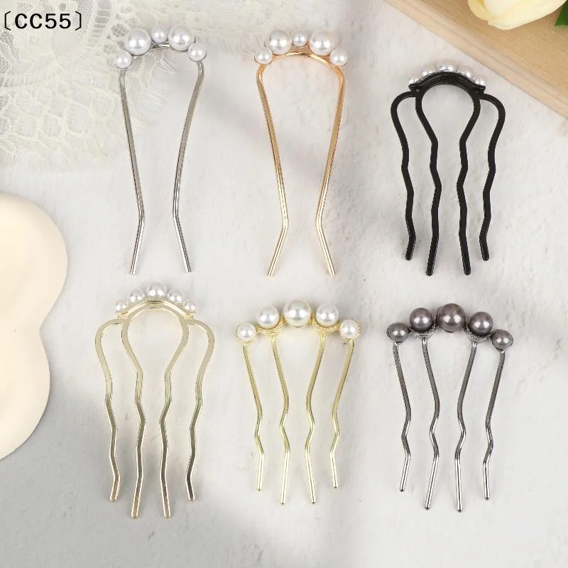 1 Stück Perlen-Haargabel, Haarspange, U-förmige Metall-Haarstäbe, Kämme, Haar-Accessoires für Frauen und Mädchen, Ornament, Styling-Tool〔CC55〕