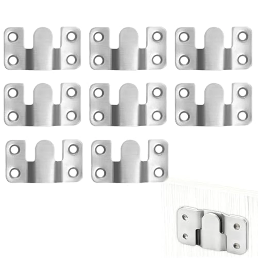 Invisible Concealed Brackets 8 Piece Stainless Steel for Mirrors Shelves Headboards Wall Anchors Low Profile Mounting Hardware