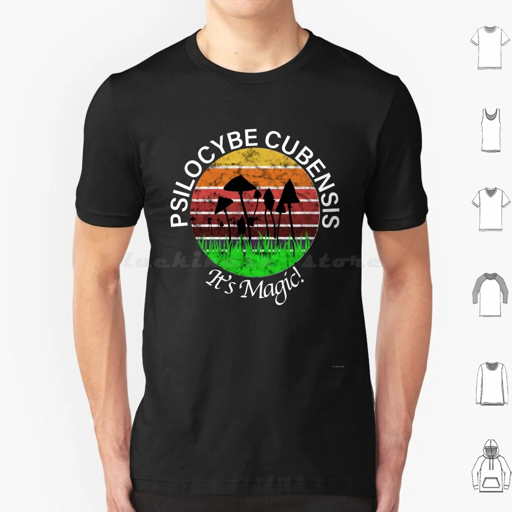

Psilocybe Cubensis-Magic Mushrooms-Terence Mckenna Psilocybin ( White On Black ) T Shirt Big Size 100% Cotton Terence Mckenna