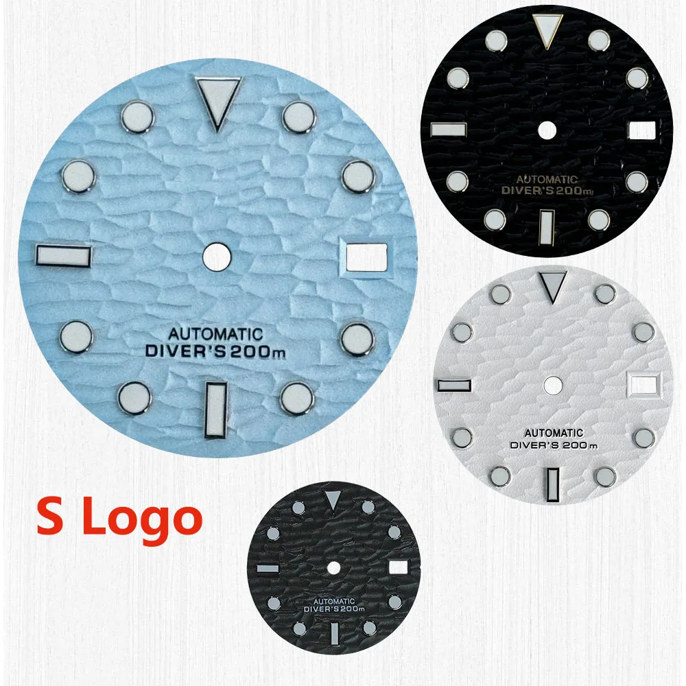 

4 Styles 28.5mm Watch Dial Green Luminous Wave Dial Suit For NH35/NH36 Movement Watch Modification Accessories