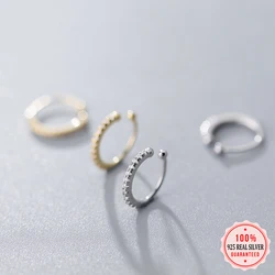 Plata de Ley 925 auténtica pendientes con Clip de circonia cúbica blanca brillante para mujer sin pendiente Piercing joyería DA1699