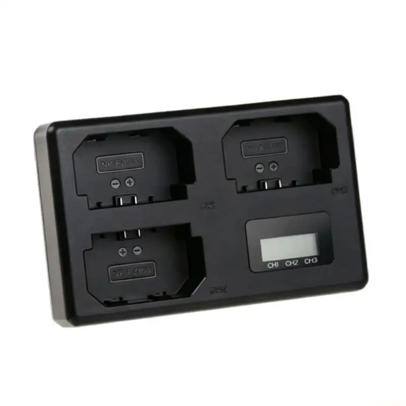 B03F Camera Battery Station with 3 Charging Bays, LCD Progress Screen, USB C and Second USB Input for Daily Desk Charging Tasks