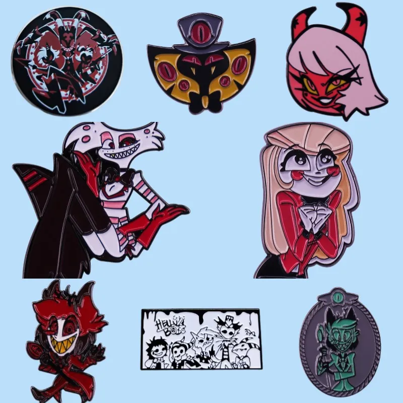 Top Grade Infamous Alastor Villain Snake Demon Sir Pentiouss Enamel Lapel Pins Charlie Metal Brooch Hotels Demons Adorn Badges