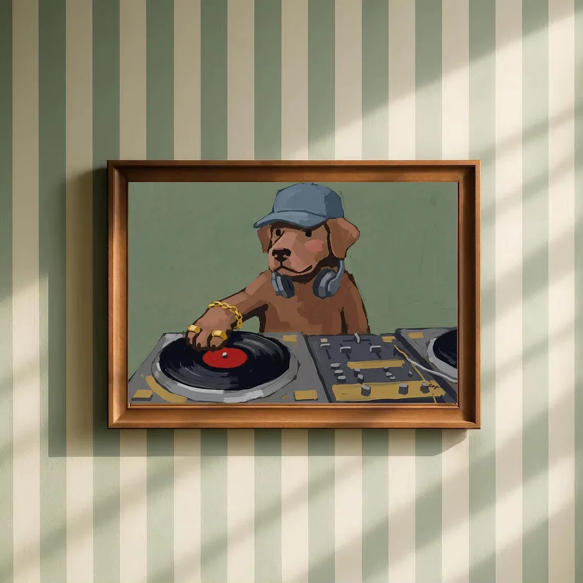 Multiple sizes 1pc frameless Canvas Painting,1pc frameless Canvas Painting Funny DJ Dog Cat Goose Vinyl Record Poster Canvas Pai