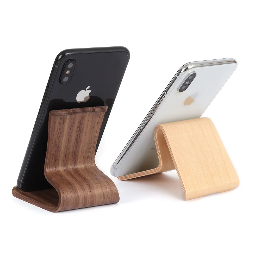 Creative Lazy Person Mobile Phone Rack Wooden Cell Phone Bracket Support Light Brown Phone Stand Phone Holder