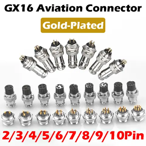 GX16 금도금 버트 타입 와이어 커넥터, 암수 소켓 플러그 항공 고정 커넥터, 2 핀, 3 핀, 4 핀, 5 핀, 6 핀, 7 핀, 8 핀, 9/10 핀 납땜