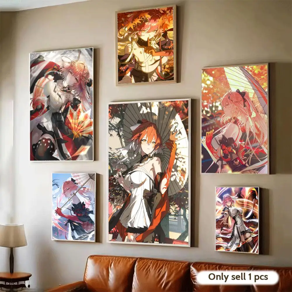 Game Changli Wuthering Waves Poster Home Bar Wall Art Sticker Waterproof Self-Adhesive Mural for Living Room Bedroom Decor