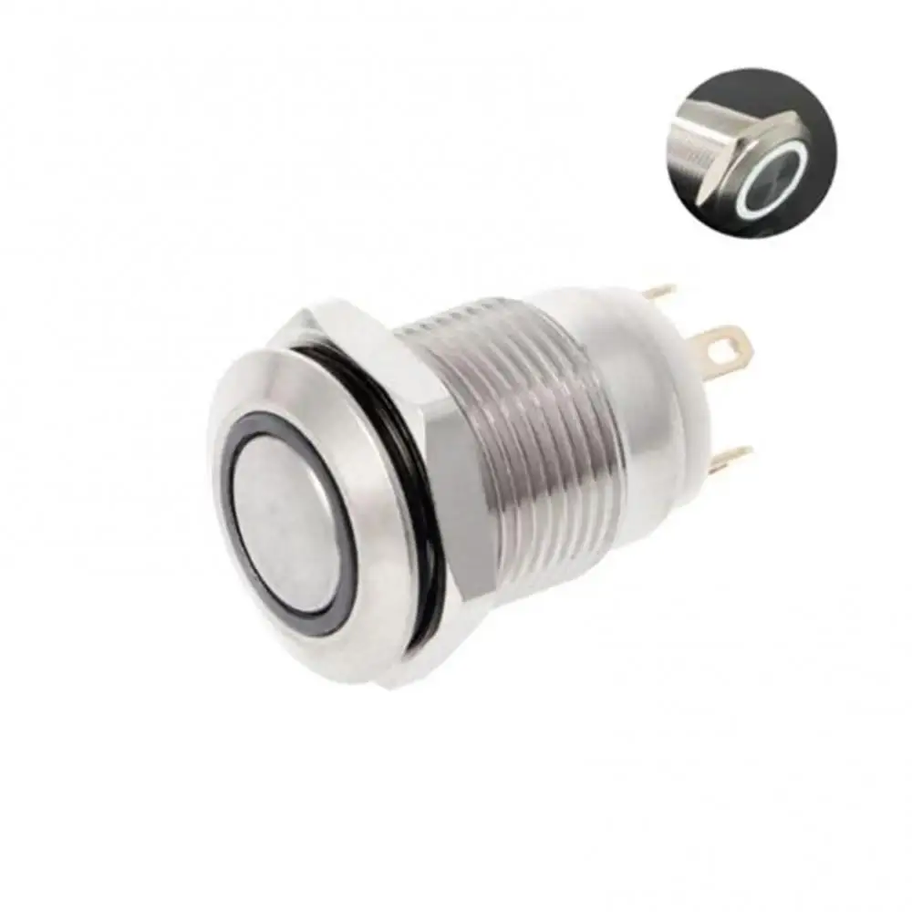 12mm LED Illuminated Metal Momentary Push Button Switch Boat Car 3A/220V DC