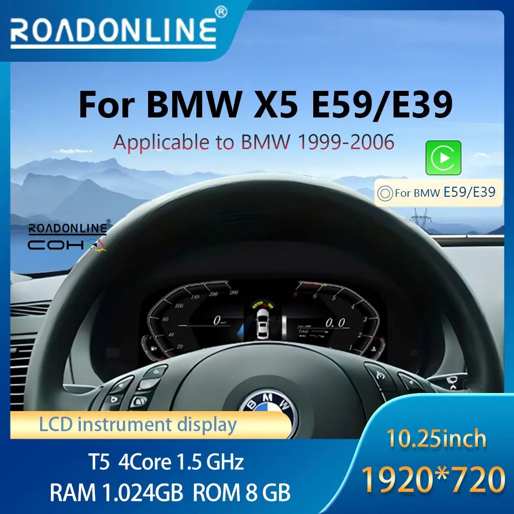 

1920*720 Digital instrument panel with speedometer for BMW X5 E53/E39 1999-2006, supporting carplay