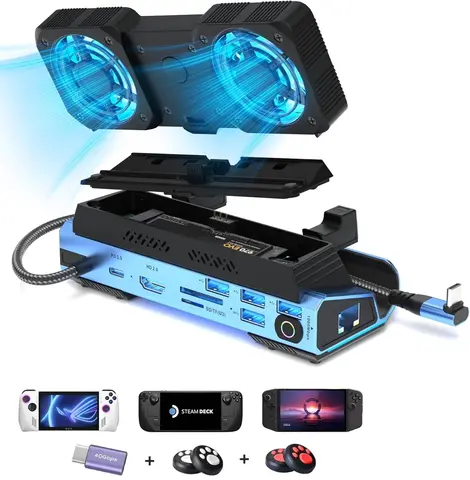 13 IN 1 Docking Station for Lenovo Legion GO, Dual Cooling Fan, M.2 NVMe Enclosure Legion GO Dock Station with 4K@60Hz, PD100W
