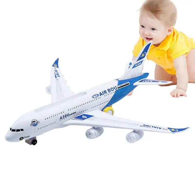 

Kids Flying Airplane Toy Electric A380 Detachable Plane Toys With LED Flashing Light Music Bump And Go Action Toddler Toy Plane