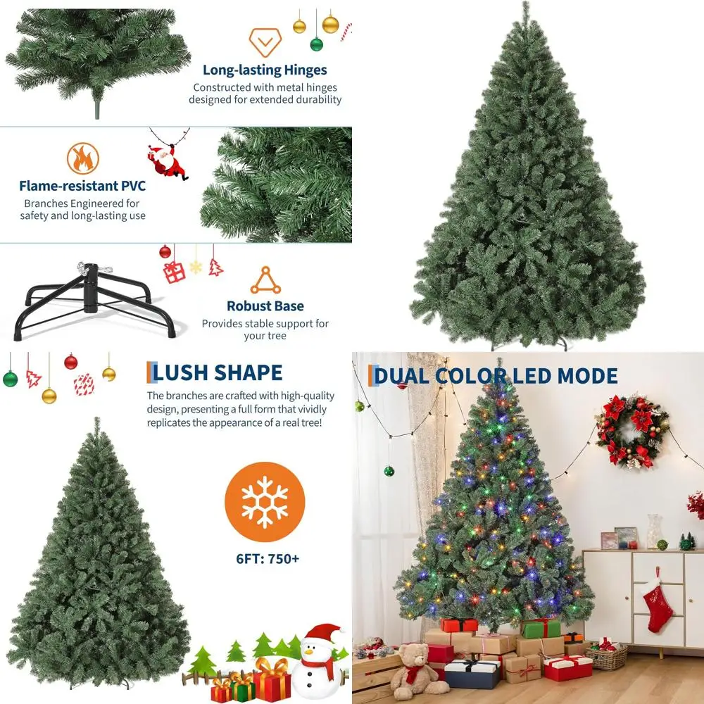 

Искусственное еловое дерево премиум-класса длиной 6 футов с металлическими петлями и складной основой для праздничного декора