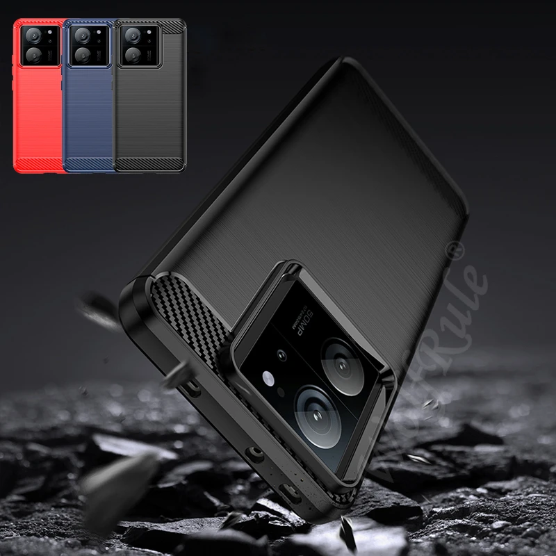 For Xiaomi 13T Pro Case Cover Xiaomi Mi 13T Pro Capas Phone Bumper Shockproof Carbon Fiber Soft TPU Cover For Mi 13T Pro Fundas