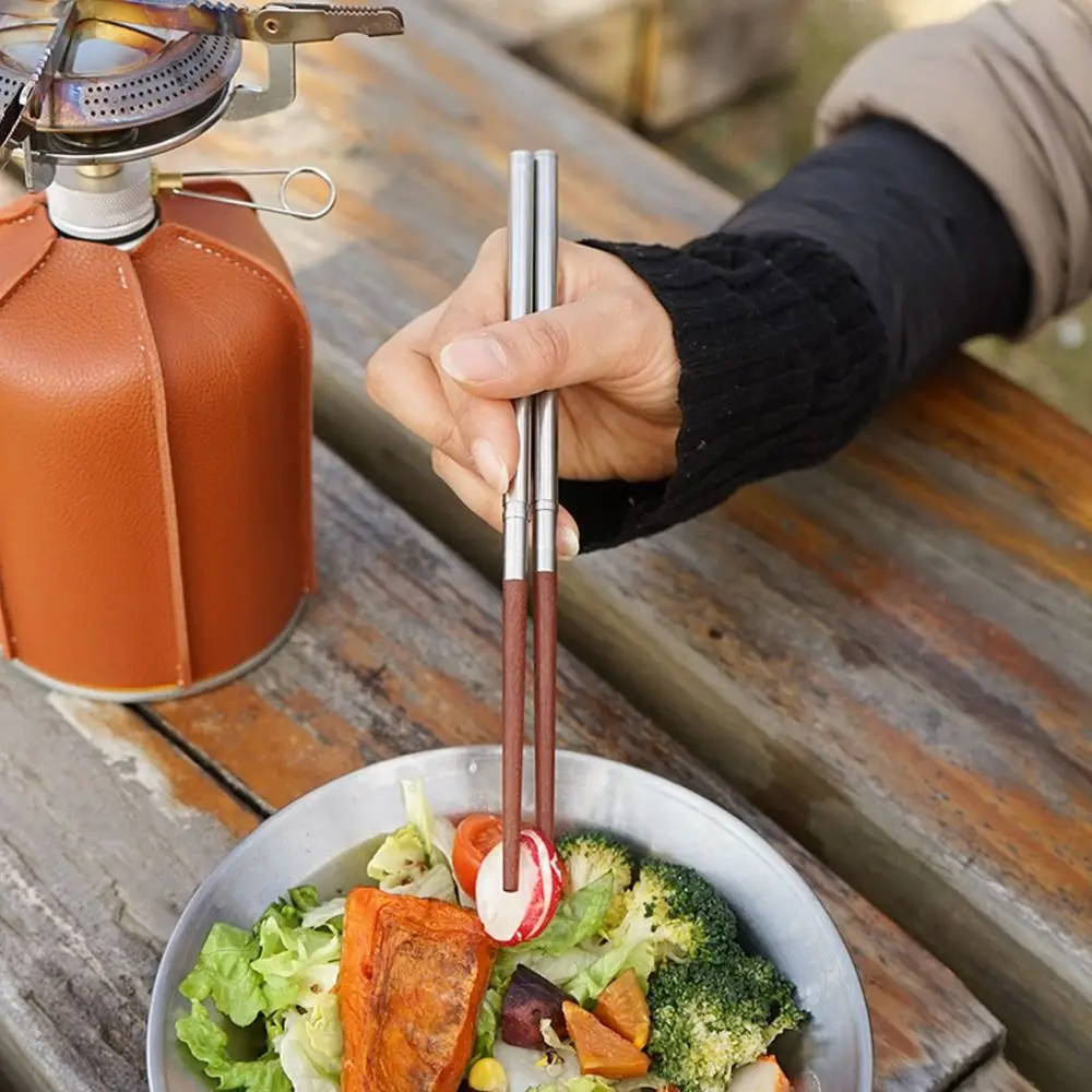 Solid Construction Foldable Wood Chopsticks With Storage Bag Portable Wooden Flatware Detachable Chopsticks Outdoor Camping view 4