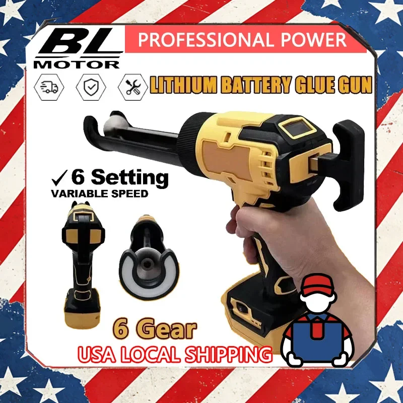 

Fit DeWalt 20V Cordless Electric Caulking Gun 6-Speed for Doors Windows Glass Sealant Adhesive Glue Gun with LED Light