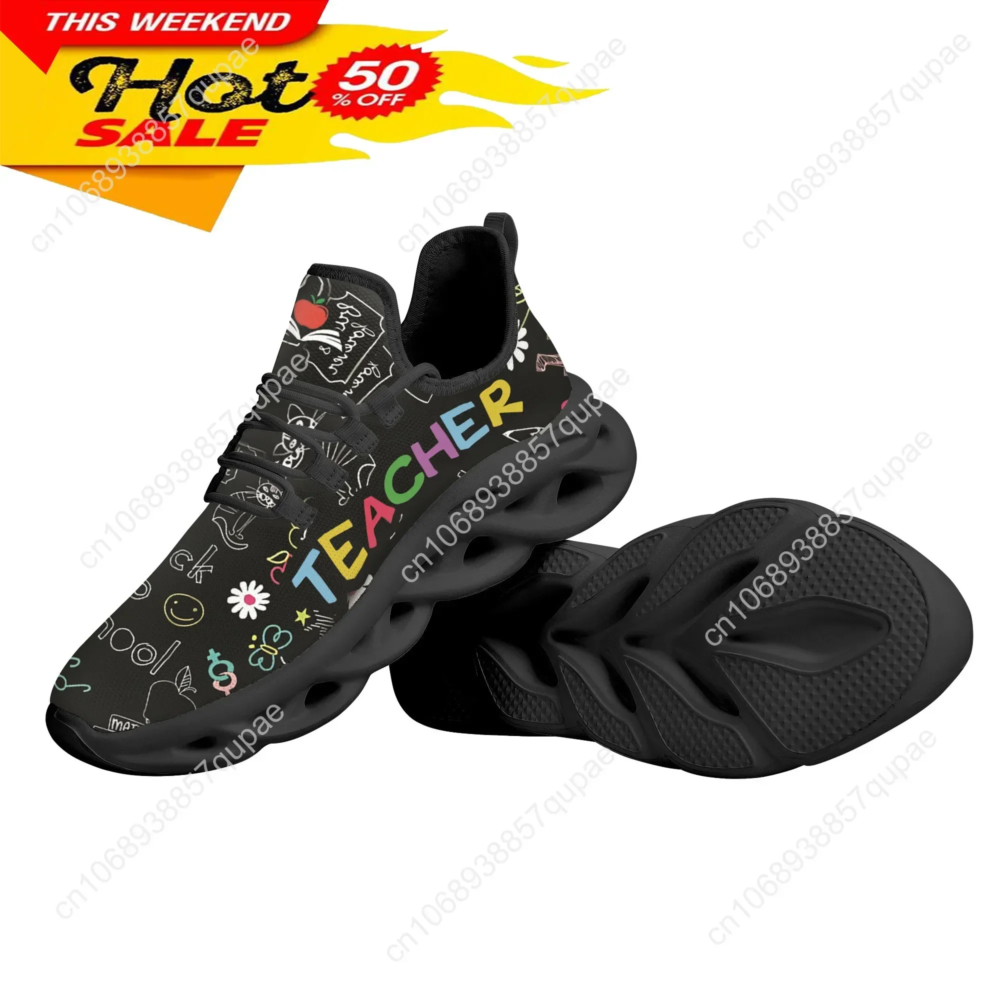 Teacher Profession Pattern Flats Sneakers Shoes Mens Womens Sports Shoes Fashion High Quality DIY Sneaker Custom Made Shoe 6