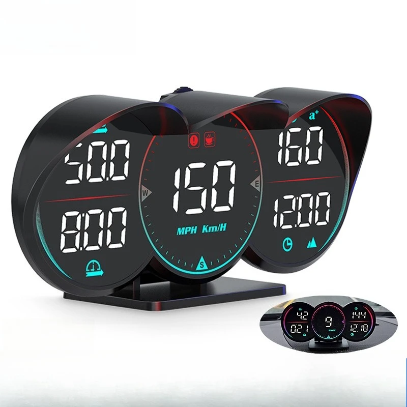 

New G17 Multi-function Three-meter HUD Speedometer Speed Time Driving Direction Compass Usb Powered