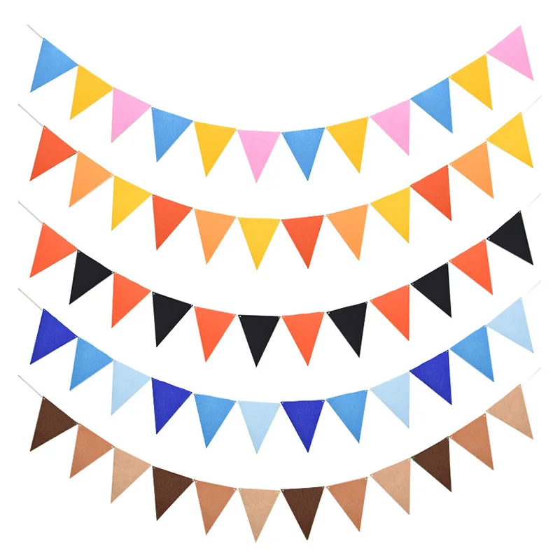 12 Flags Hanging Banners Felt Cloth Garland Wall Hanging Bunting Flags Pennant for Baby Shower Wedding Birthday Party Decoration