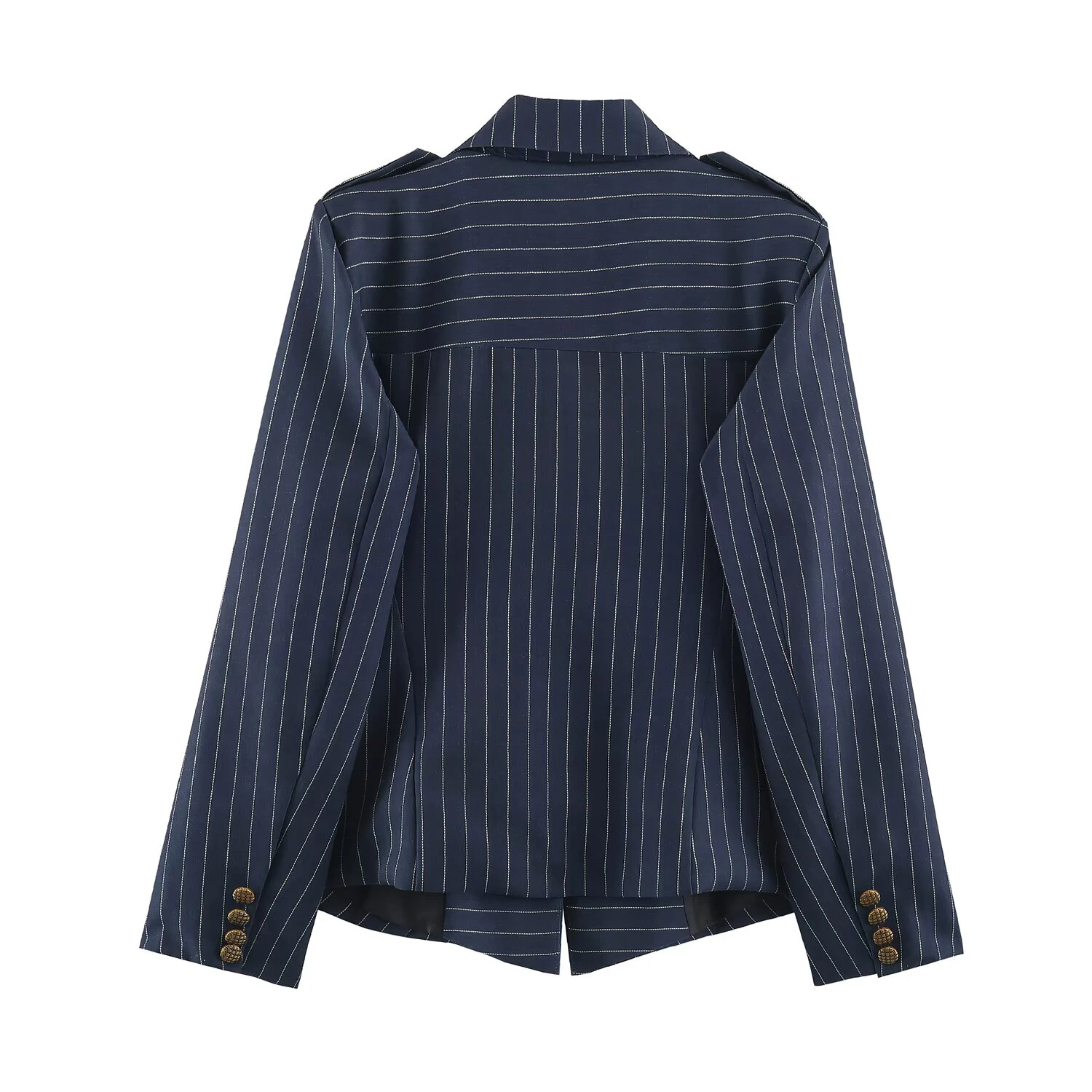 2026 Autumn New Product Women's Embossed Button Decoration Long Sleeve Flip Collar Asymmetric Stripe Suit Coat