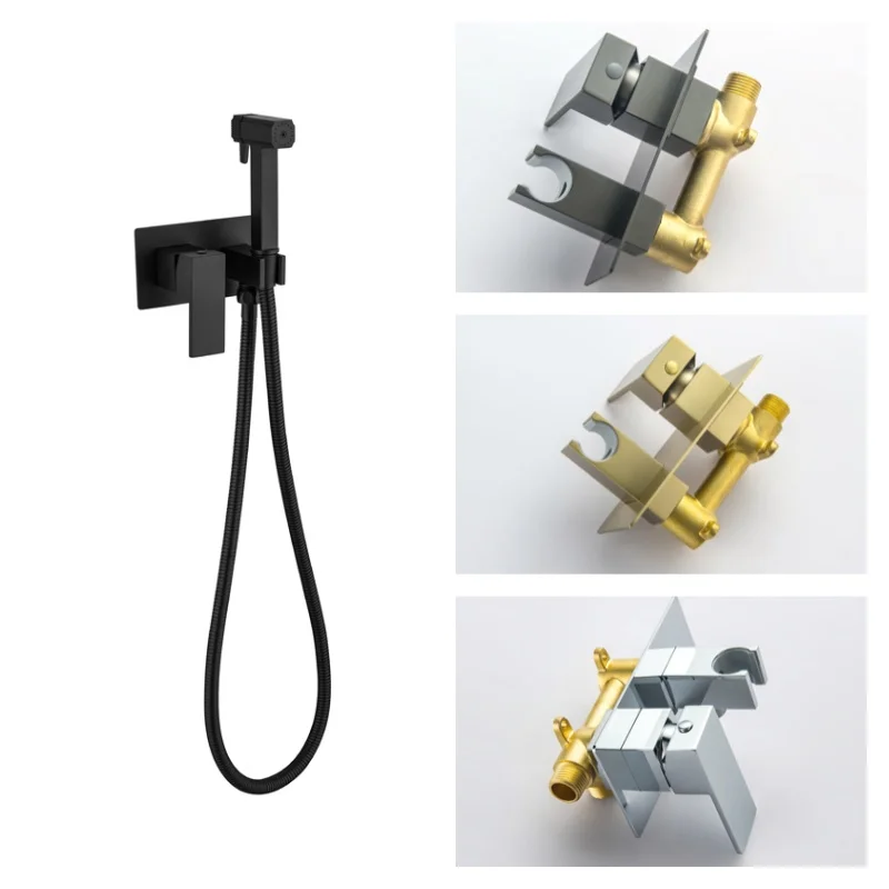 Brushed Rose Gold Bidet Faucet Handheld Bidet Toilet Sprayer Set  Hot And Cold Water Tap Brass Toilet Faucet Shower Head